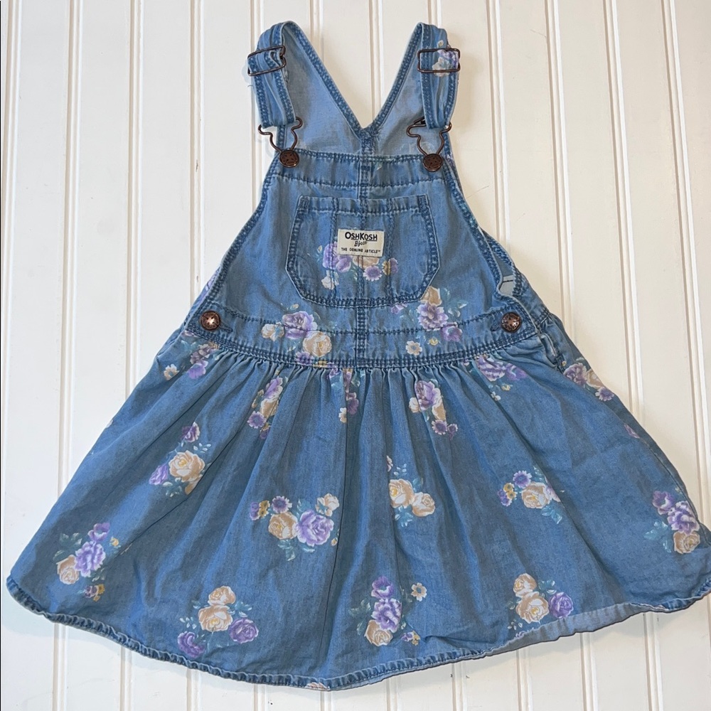 Oshkosh Floral Overall Dress Girls Size 4T